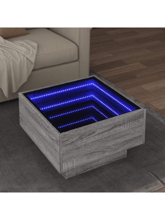 Konferenční stolek s led šedý sonoma 50 x 50 x 30 cm kompozit