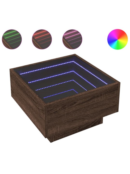 Konferenční stolek s led hnědý dub 50x50x30 cm kompozitní dřevo