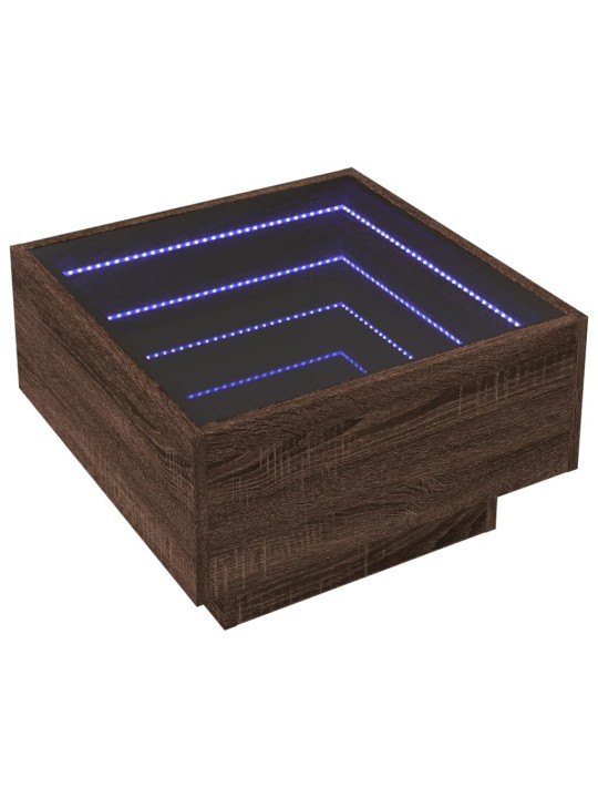 Konferenční stolek s led hnědý dub 50x50x30 cm kompozitní dřevo