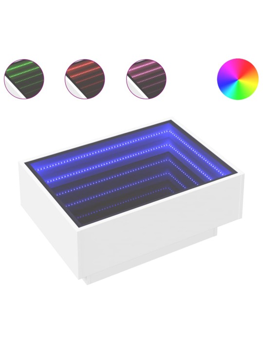 Konferenční stolek s LED bílý 70 x 50 x 30 cm kompozitní dřevo