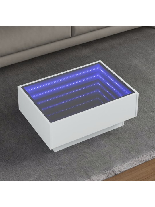 Konferenční stolek s LED bílý 70 x 50 x 30 cm kompozitní dřevo