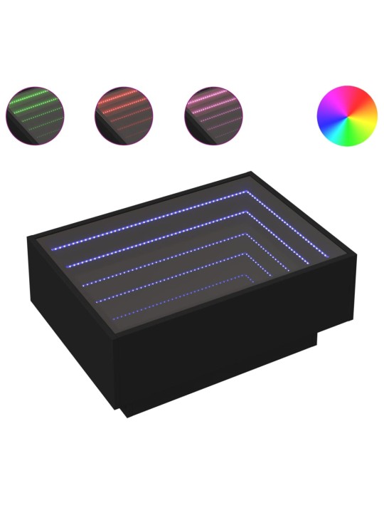 Konferenční stolek s LED černý 70 x 50 x 30 cm kompozitní dřevo