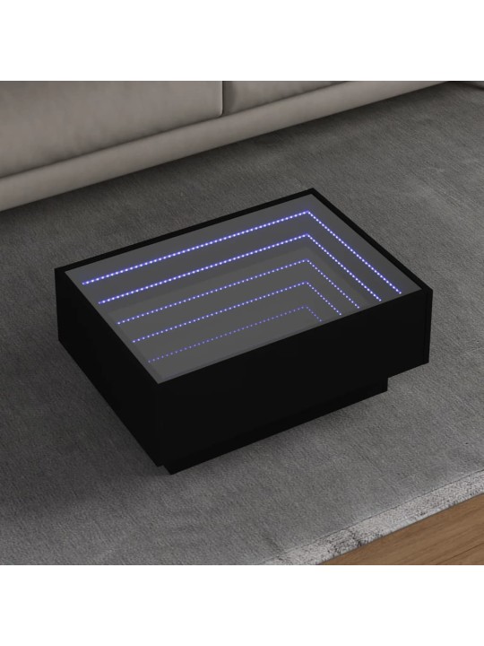 Konferenční stolek s LED černý 70 x 50 x 30 cm kompozitní dřevo