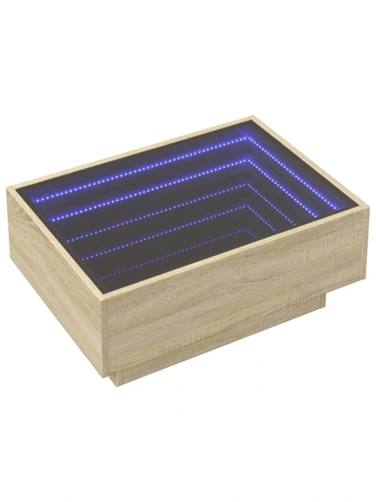 Konferenční stolek s LED dub sonoma 70 x 50 x 30 cm kompozit