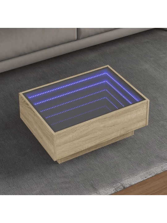 Konferenční stolek s LED dub sonoma 70 x 50 x 30 cm kompozit