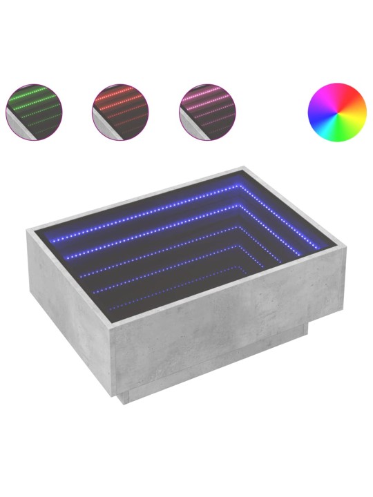 Konferenční stolek s LED betonově šedý 70 x 50 x 30 cm kompozit