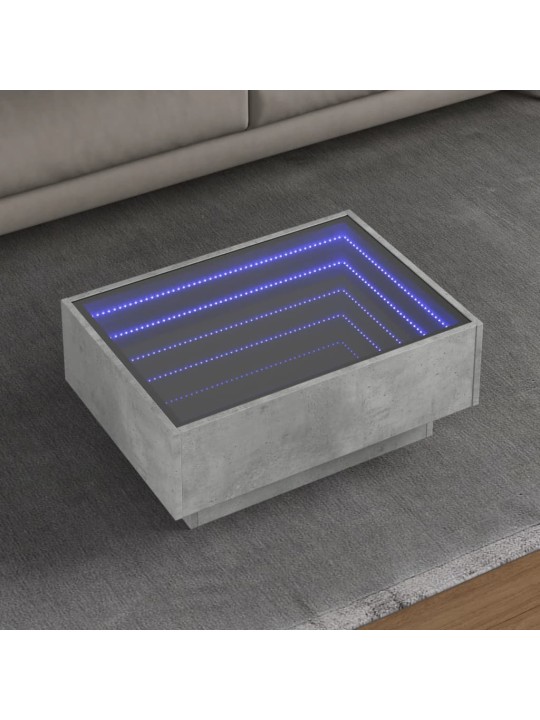 Konferenční stolek s LED betonově šedý 70 x 50 x 30 cm kompozit