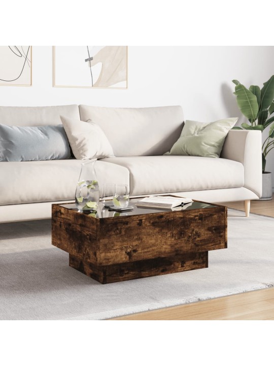 Konferenční stolek s led kouřový dub 70 x 50 x 30 cm kompozit