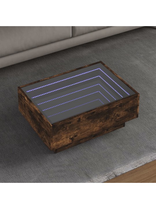 Konferenční stolek s led kouřový dub 70 x 50 x 30 cm kompozit