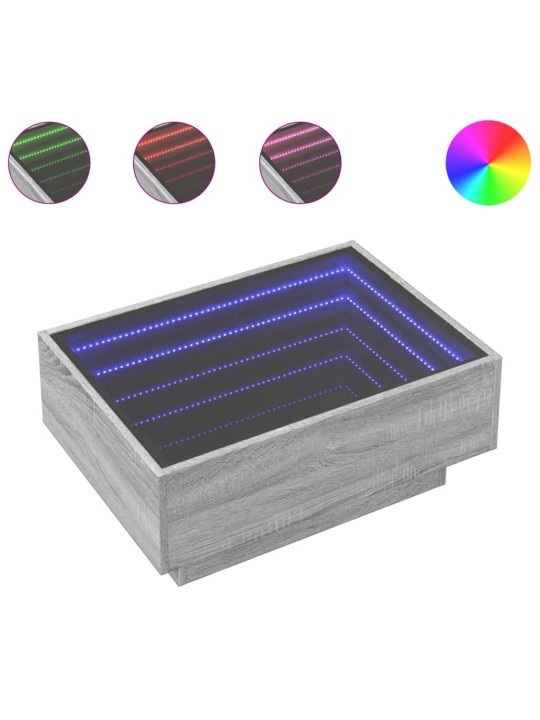 Konferenční stolek s led šedý sonoma 70 x 50 x 30 cm kompozit