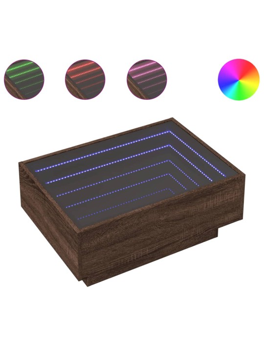 Konferenční stolek s led hnědý dub 70x50x30 cm kompozitní dřevo