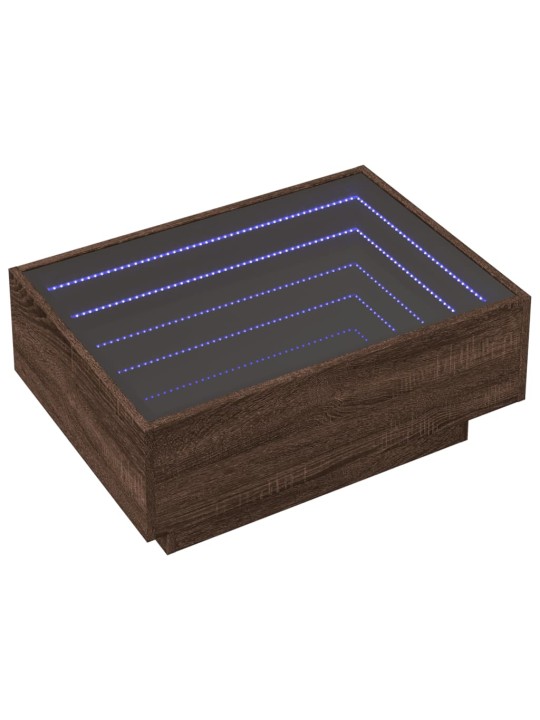 Konferenční stolek s led hnědý dub 70x50x30 cm kompozitní dřevo