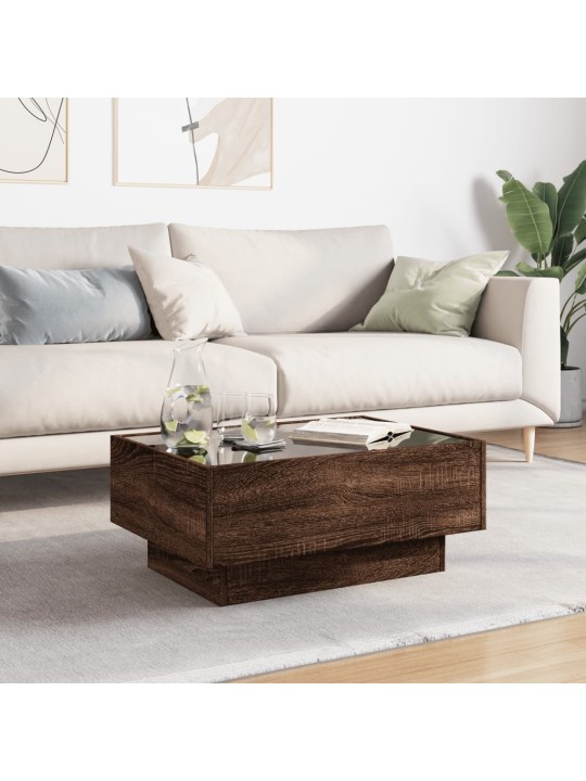 Konferenční stolek s led hnědý dub 70x50x30 cm kompozitní dřevo