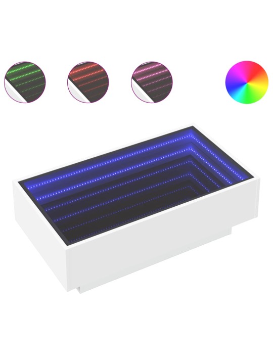 Konferenční stolek s LED bílý 90 x 50 x 30 cm kompozitní dřevo