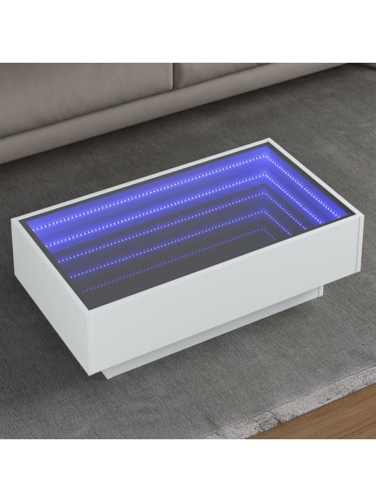 Konferenční stolek s LED bílý 90 x 50 x 30 cm kompozitní dřevo