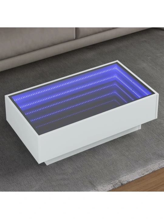 Konferenční stolek s LED bílý 90 x 50 x 30 cm kompozitní dřevo