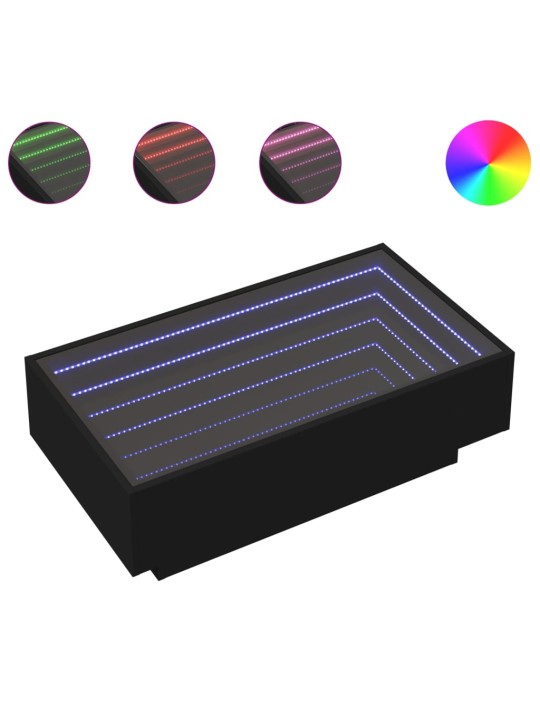 Konferenční stolek s LED černý 90 x 50 x 30 cm kompozitní dřevo