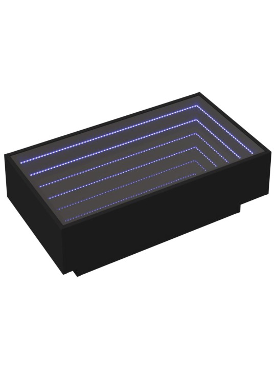 Konferenční stolek s LED černý 90 x 50 x 30 cm kompozitní dřevo