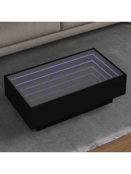Konferenční stolek s LED černý 90 x 50 x 30 cm kompozitní dřevo