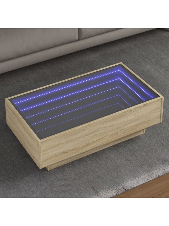 Konferenční stolek s LED dub sonoma 90 x 50 x 30 cm kompozit