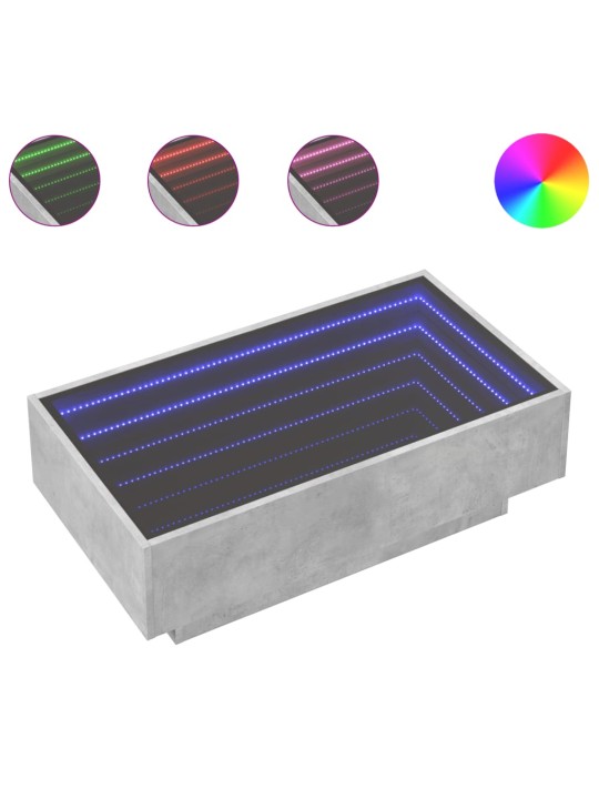 Konferenční stolek s LED betonově šedý 90 x 50 x 30 cm kompozit