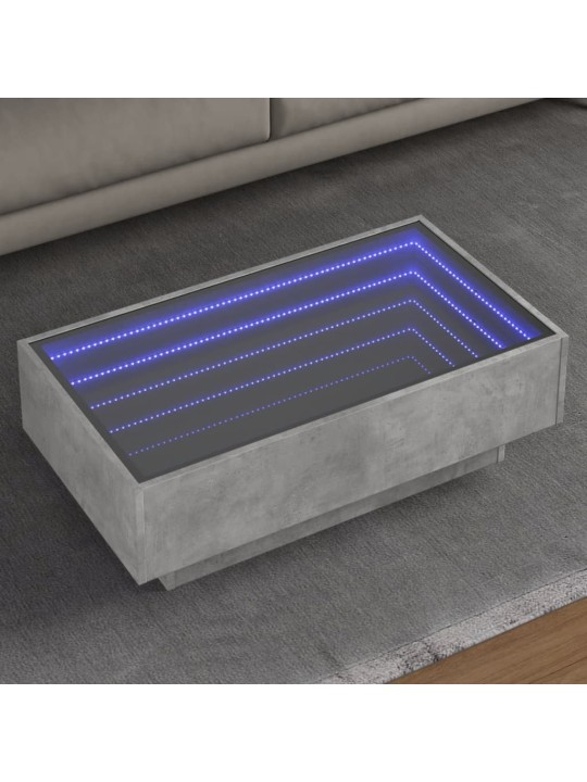 Konferenční stolek s LED betonově šedý 90 x 50 x 30 cm kompozit