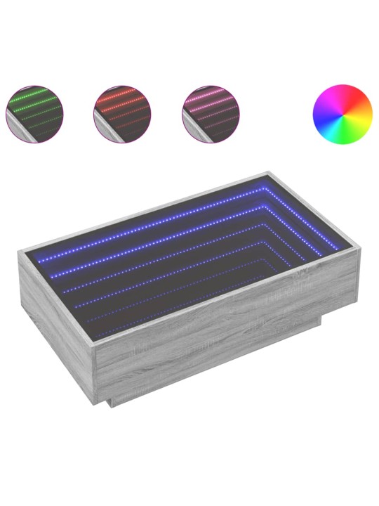 Konferenční stolek s led šedý sonoma 90 x 50 x 30 cm kompozit