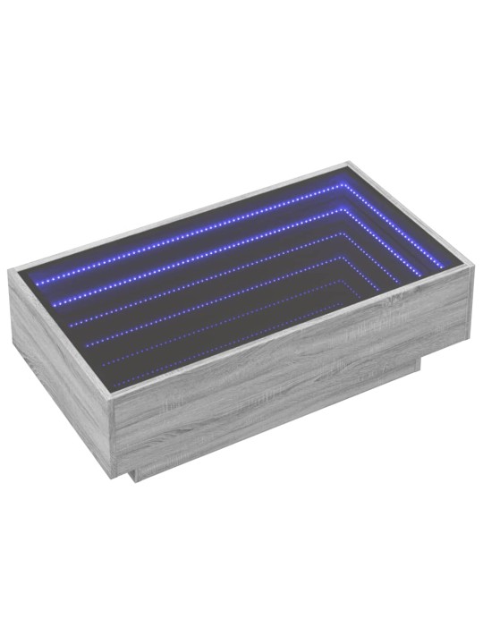 Konferenční stolek s led šedý sonoma 90 x 50 x 30 cm kompozit