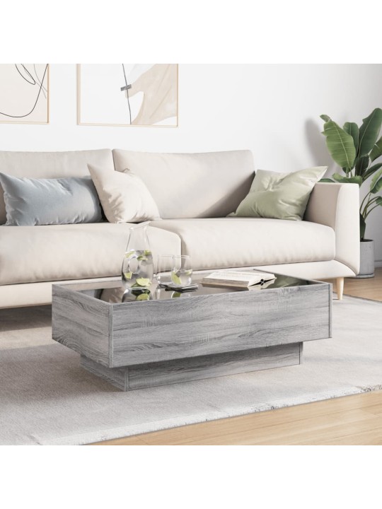 Konferenční stolek s led šedý sonoma 90 x 50 x 30 cm kompozit