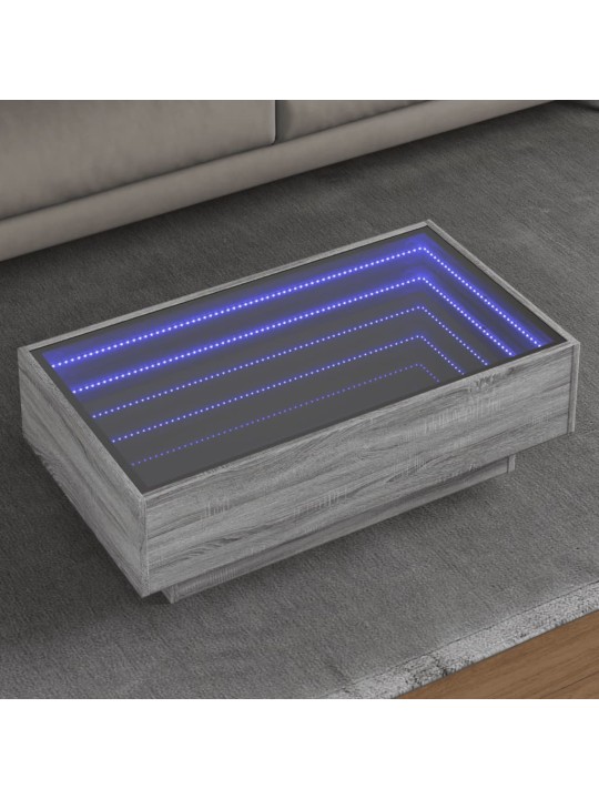 Konferenční stolek s led šedý sonoma 90 x 50 x 30 cm kompozit