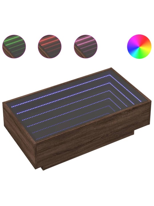 Konferenční stolek s led hnědý dub 90x50x30 cm kompozitní dřevo