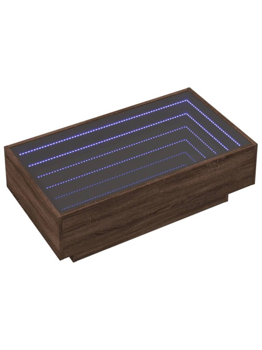 Konferenční stolek s led hnědý dub 90x50x30 cm kompozitní dřevo