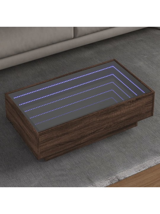Konferenční stolek s led hnědý dub 90x50x30 cm kompozitní dřevo