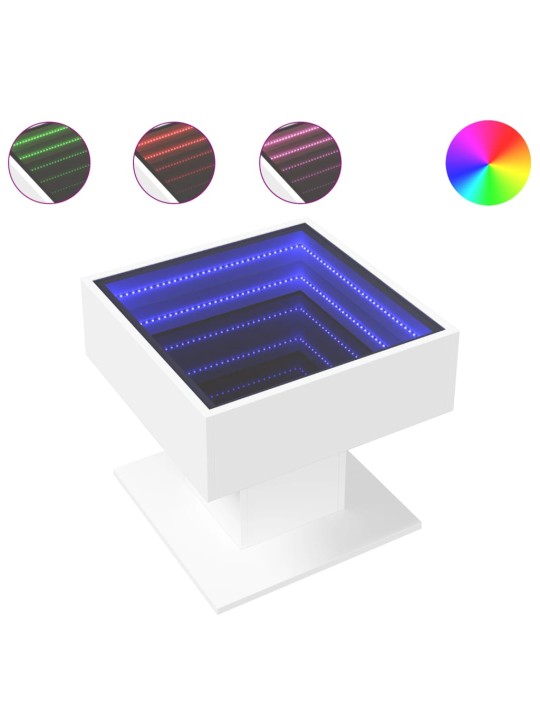Konferenční stolek s LED bílý 50 x 50 x 45 cm kompozitní dřevo