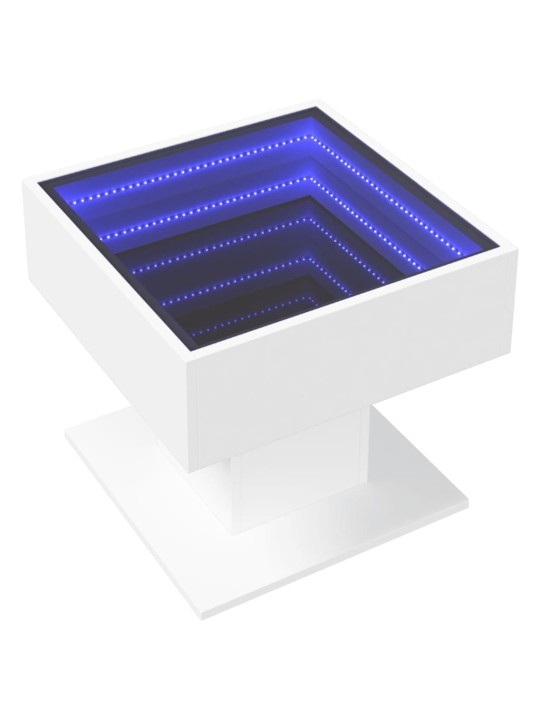 Konferenční stolek s LED bílý 50 x 50 x 45 cm kompozitní dřevo