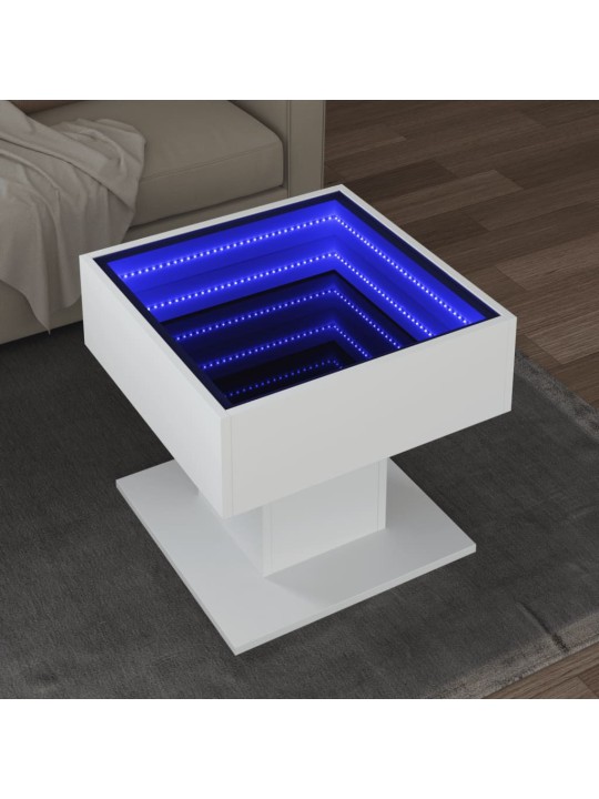 Konferenční stolek s LED bílý 50 x 50 x 45 cm kompozitní dřevo