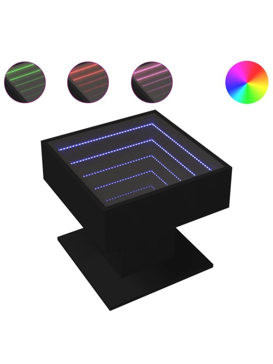 Konferenční stolek s LED černý 50 x 50 x 45 cm kompozitní dřevo
