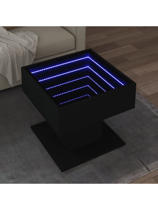 Konferenční stolek s LED černý 50 x 50 x 45 cm kompozitní dřevo