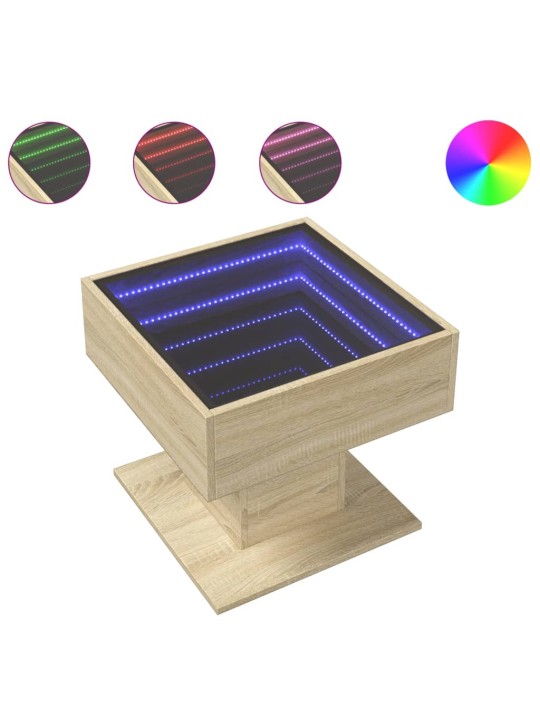 Konferenční stolek s LED dub sonoma 50 x 50 x 45 cm kompozit