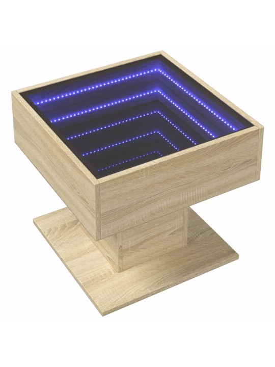 Konferenční stolek s LED dub sonoma 50 x 50 x 45 cm kompozit