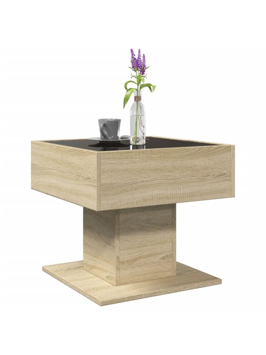 Konferenční stolek s LED dub sonoma 50 x 50 x 45 cm kompozit