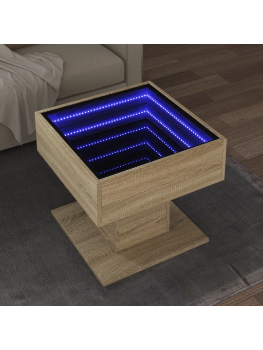 Konferenční stolek s LED dub sonoma 50 x 50 x 45 cm kompozit