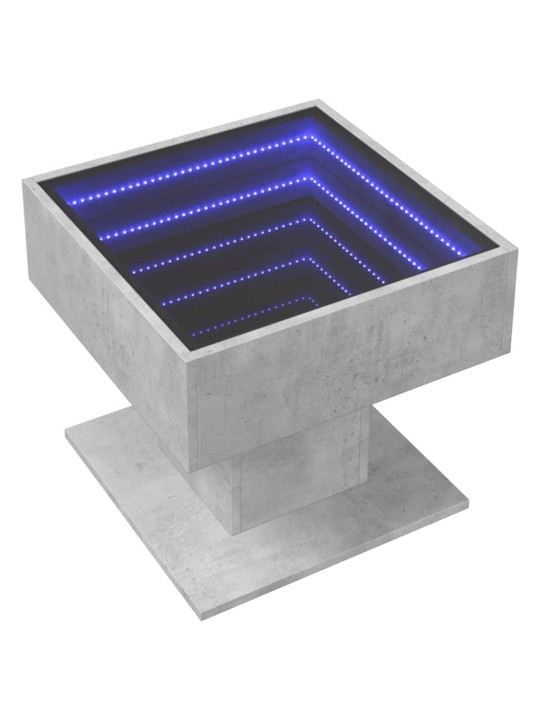 Konferenční stolek s LED betonově šedý 50 x 50 x 45 cm kompozit