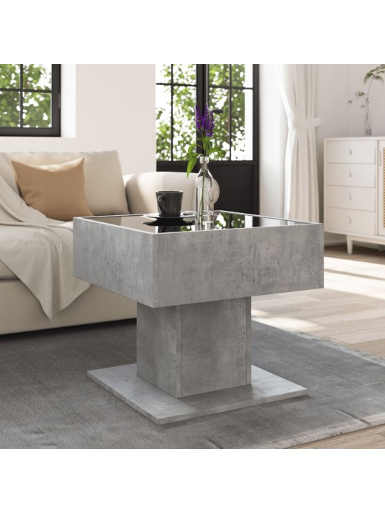 Konferenční stolek s LED betonově šedý 50 x 50 x 45 cm kompozit