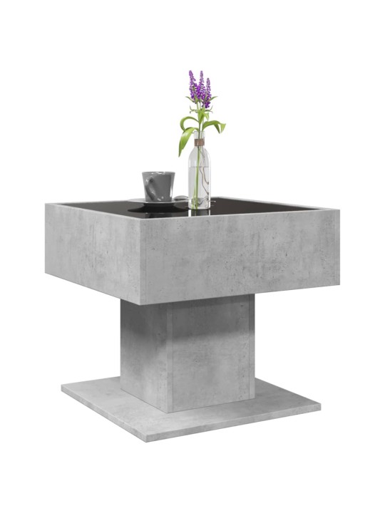 Konferenční stolek s LED betonově šedý 50 x 50 x 45 cm kompozit