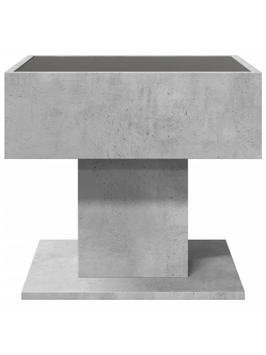 Konferenční stolek s LED betonově šedý 50 x 50 x 45 cm kompozit