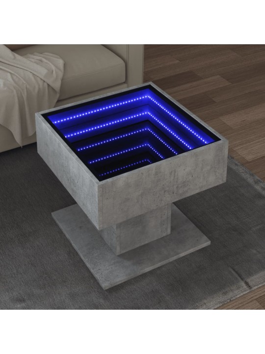 Konferenční stolek s LED betonově šedý 50 x 50 x 45 cm kompozit