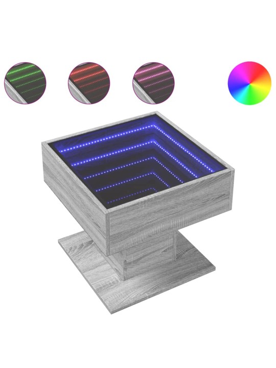 Konferenční stolek s led šedý sonoma 50 x 50 x 45 cm kompozit