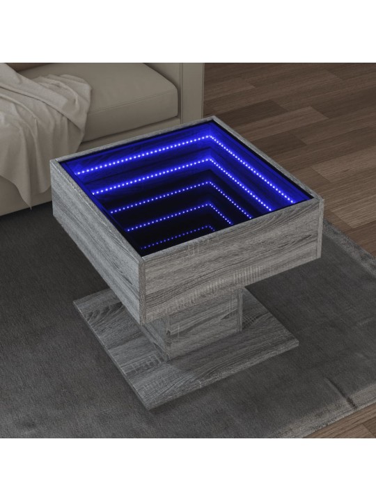 Konferenční stolek s led šedý sonoma 50 x 50 x 45 cm kompozit