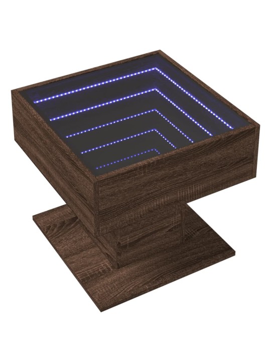 Konferenční stolek s led hnědý dub 50x50x45 cm kompozitní dřevo